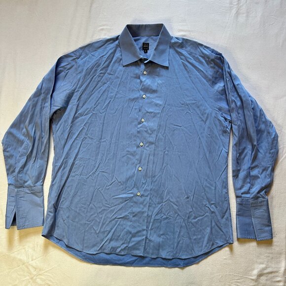 Ike Behar Blue Shirt Mens 16 1/2 34 Button Up Dress French Cuff Formal Business - Picture 1 of 9
